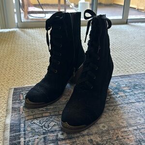 Never Worn zip-up, adjustable lace, heels boots